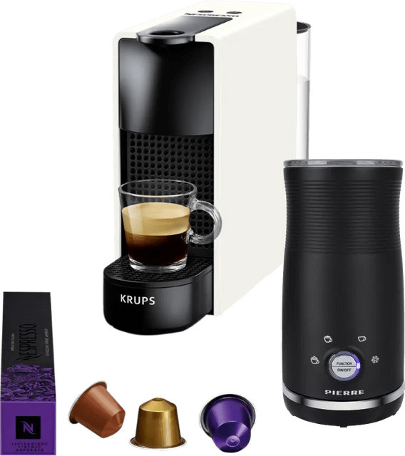 Krups Nespresso Essenza Mini XN1101 Kapselmaschine in Weiß inklusive Pierre Milchaufschäumer - Bild 1
