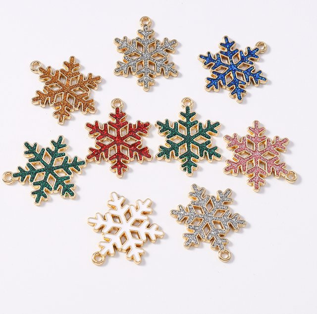 Anhänger Weihnachtsschneeflocke, Emaille, 19*24mm, 10 Stück - Bild 1