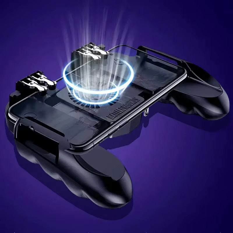 H9 6-Finger Handy Game Trigger Controller mit Kühler und L1R1 Schießtasten für PUBG, Schwarz, kompatibel mit iOS und Android - Bild 4