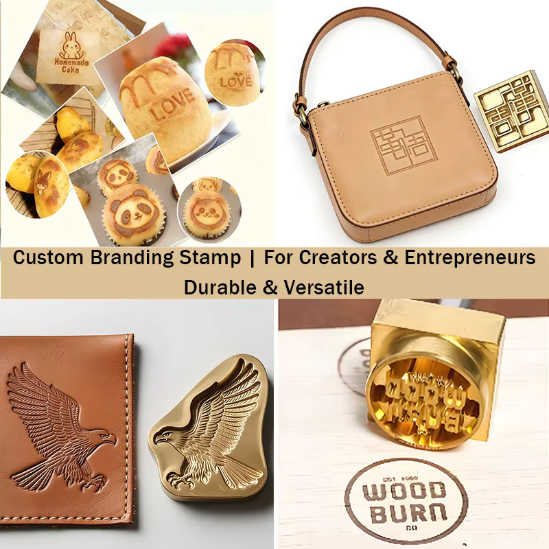 Personalisierter Messing-Brandeisenstempel mit individuellem Logo für Heißprägung in Gold, DIY-Bastelset für Holz, Leder und Backwaren - Bild 2