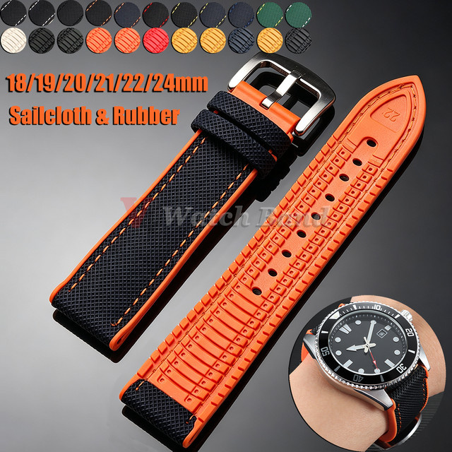nxalp Uhrenarmband Silikon, Nylon-Segeltuch-Gummi-Hybrid, Herren - Bild 1