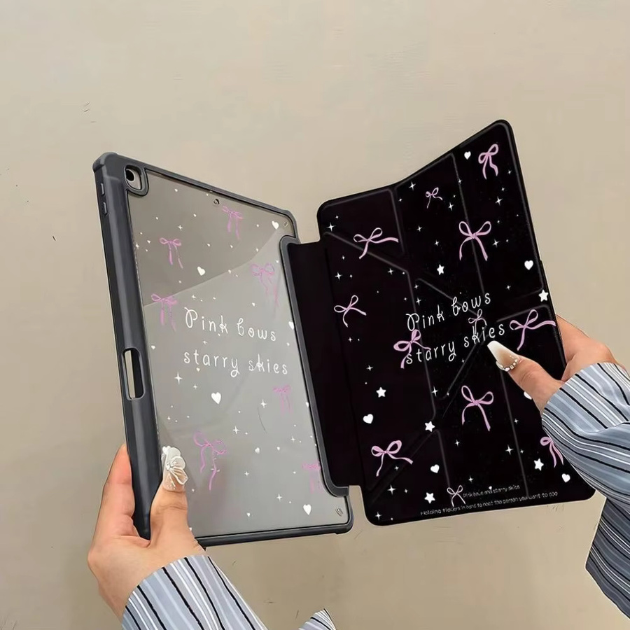 Transparente Hülle mit niedlichem Muster für Apple iPad Pro, Air und Mini in den Farben Transparent, Schwarz und Pink - Bild 2