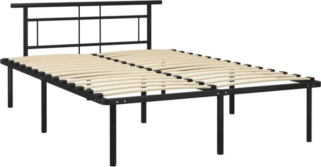 vidaXL Bettgestell aus Metall in Schwarz, klassisches Design, B/T: 140 x 200 cm - Bild 1
