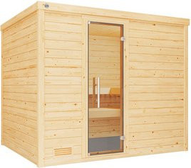 WEKA Massivholzsauna Bergen 3 für 6 Personen in Braun mit 9 kW Ofen und externer Steuerung - Bild 1