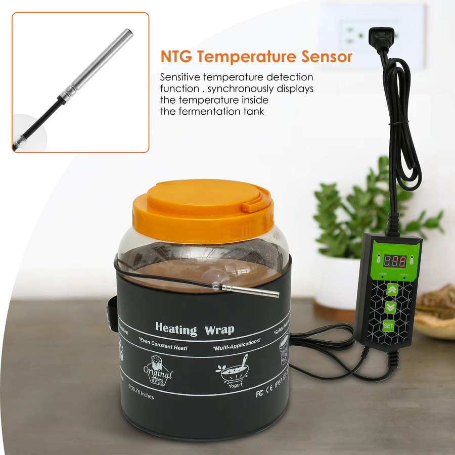 Willstar Fermentations-Heizkissen mit Glasgefäß in Schwarz, 110 V, 15 W, präzise Temperaturregelung für Teigfermentation - Bild 3