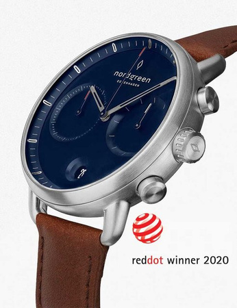 Nordgreen Herrenuhr Pioneer Chronograph, Quarz, Edelstahl, 42 mm, Blau