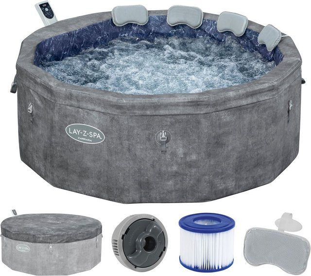 Bestway Lay-Z-Spa Carrara AirJet aufblasbarer Whirlpool für 6 Personen in Grau mit Schaumstoffpaneelen, Durchmesser: 170 cm, Höhe: 65 cm - Bild 1