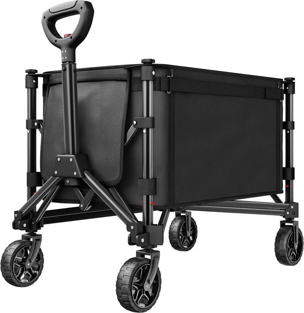 tectake Bollerwagen Smartrider faltbar mit abnehmbarer Plane aus Oxford-Gewebe, Einlegeboden und Reflektorstreifen, Schwarz, H x B x T: 90 x 47 x 83 cm - Bild 2