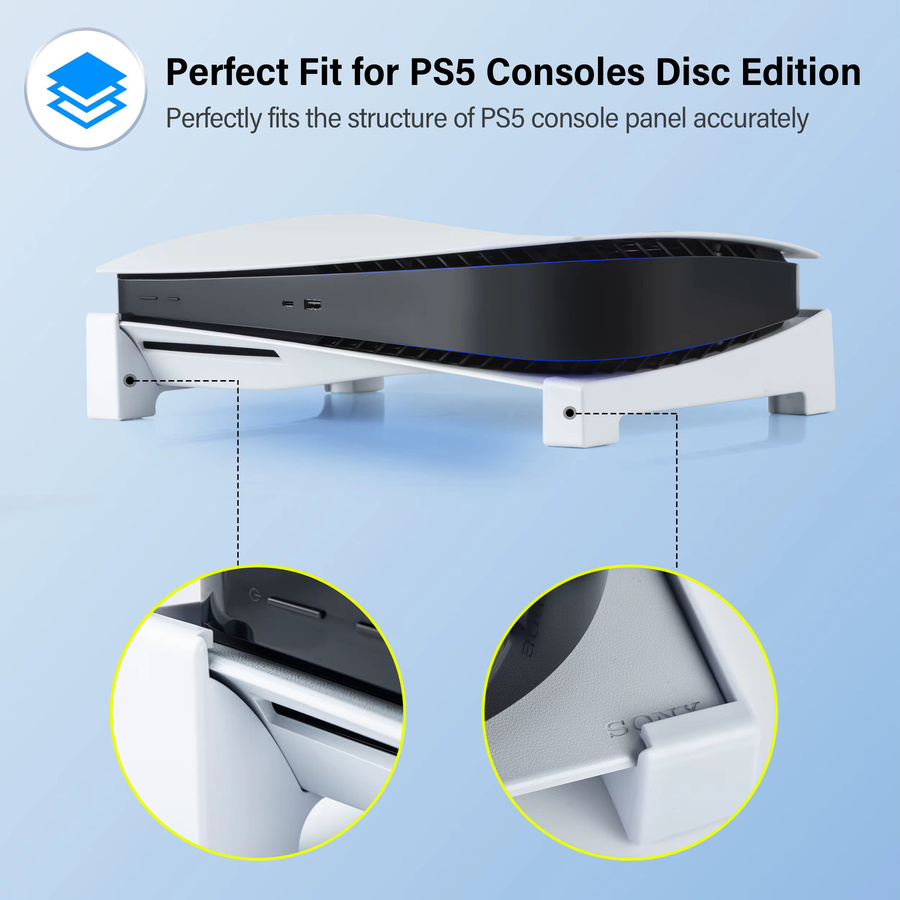 DEVASO Desktop-Halterung für PlayStation 5 in Weiß, horizontaler Kühlsockelständer für PS5 Disc- und Digital Edition - Bild 2