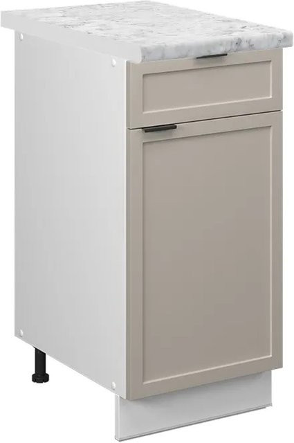 Vicco Küchenunterschrank Fame-Line mit Schubladen in Weiß und Grau-Beige sowie Arbeitsplatte in Marmor-Weiß, Breite: 40 cm, Tiefe: 40 cm, Höhe: 82 cm - Bild 2