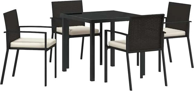 vidaXL 5-teiliges Garten-Esstischset aus schwarzem Poly-Rattan und Stahl im modernen Design - Bild 1