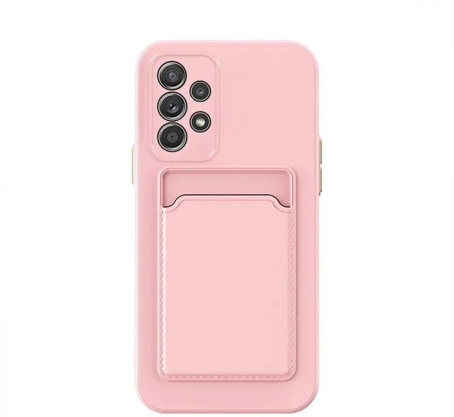 Weiche Silikon-Schutzhülle mit Kartenhalter und Geldbörse für Samsung Galaxy S24 S23 S22 S21 S20 Plus FE Note 20 Ultra A51 A71 A54 in Pink - Bild 1