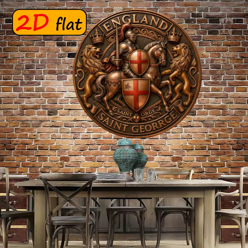 CIFBUY Metallplakette Saint George als Ritter beim Drachentöten, runde Wanddekoration aus Eisen, Durchmesser: 50,8 cm - Bild 4