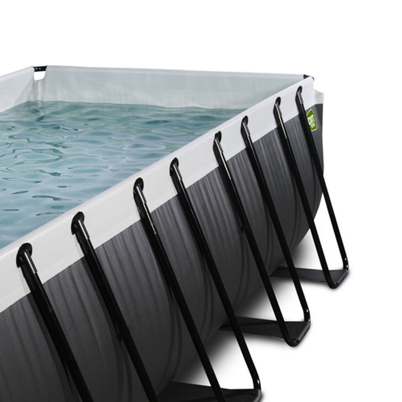 EXIT Black Leather Pool rechteckiger Rahmenpool mit Sandfilterpumpe und Poolleiter, schwarz, B/T/H: 400 x 200 x 100 cm - Bild 3