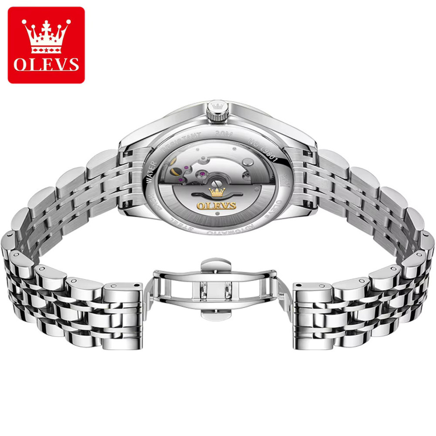 OLEVS Armbanduhr Automatik, Edelstahl, Silber, Damen - Bild 2