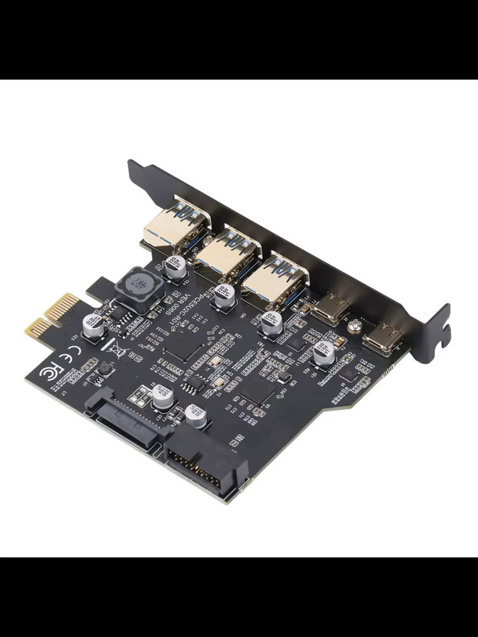 Qiilu PCIe zu USB 3.2 Erweiterungskarte mit 5 Anschlüssen (2x USB Typ C und 3x USB Typ A) in Schwarz für Desktop-PC - Bild 6