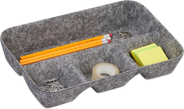 Relaxdays Schubladen Organizer aus Filz in Hellgrau, B/T/H: 29,5 x 19 x 5,5 cm - Bild 1