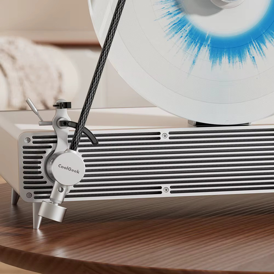 CoolGeek Bluetooth Vertikaler Plattenspieler AT-3600L in Weiß mit eingebautem 30W Subwoofer - Bild 3