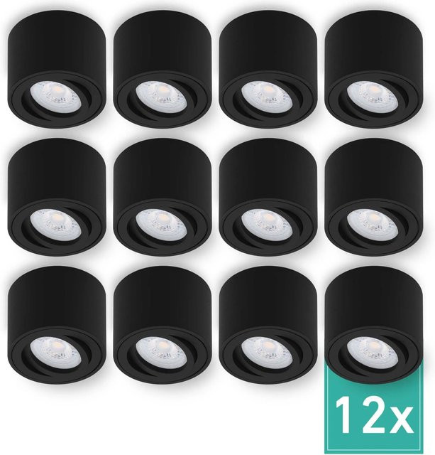 Oktaplex 12er Set Aluminium Deckenspots Lile S Schwarz, schwenkbar mit LED-Modulen, Neutralweiß 4000K, 230V - Bild 1