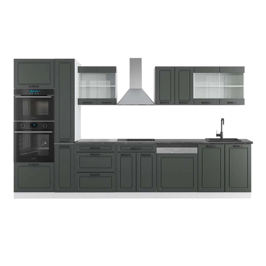 Vicco R-Line Küchenzeile Landhausstil in Anthrazit und Weiß mit Hochschrank, Breite: 350 cm - Bild 2
