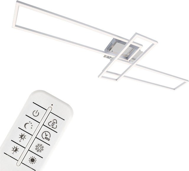 BRILONER CCT LED Design Deckenleuchte in Chrom, dimmbar mit regulierbarer Lichttemperatur und Helligkeit, rechteckig - Bild 1