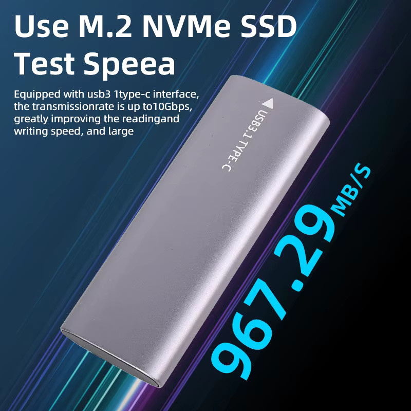 deepartner M.2 NVMe SSD-Gehäuse mit 10Gbps für NGFF und NVMe, externes USB 3.1 Gehäuse inklusive USB-A zu USB-C Kabel, kompatibel mit 2230/2242/2260/2280 Formfaktoren - Bild 3