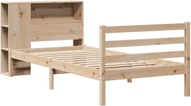 vidaXL Bücherregalbett aus Massivholz Kiefer in Braun, rustikal, Breite: 75 cm, Länge: 190 cm - Bild 1