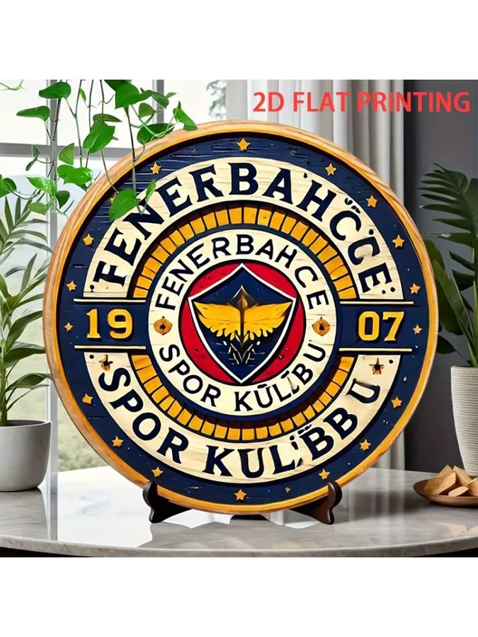 Dekoratives Wandschild mit Fenerbahce Sports Club-Logo von Potdemiel, rundes Metall-Wandkunst im Vintage-Stil, Durchmesser: 19,81 cm, Multicolor - Bild 7