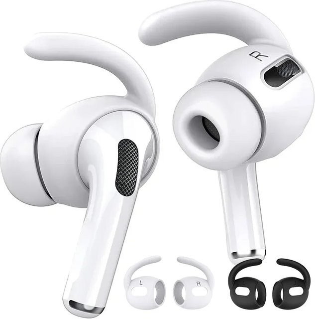 Silikon Anti-Rutsch-Ohrbügel für Apple AirPods Pro als Schutzhülle und Anti-Verlust-Halter in Schwarz oder Weiß - Bild 1