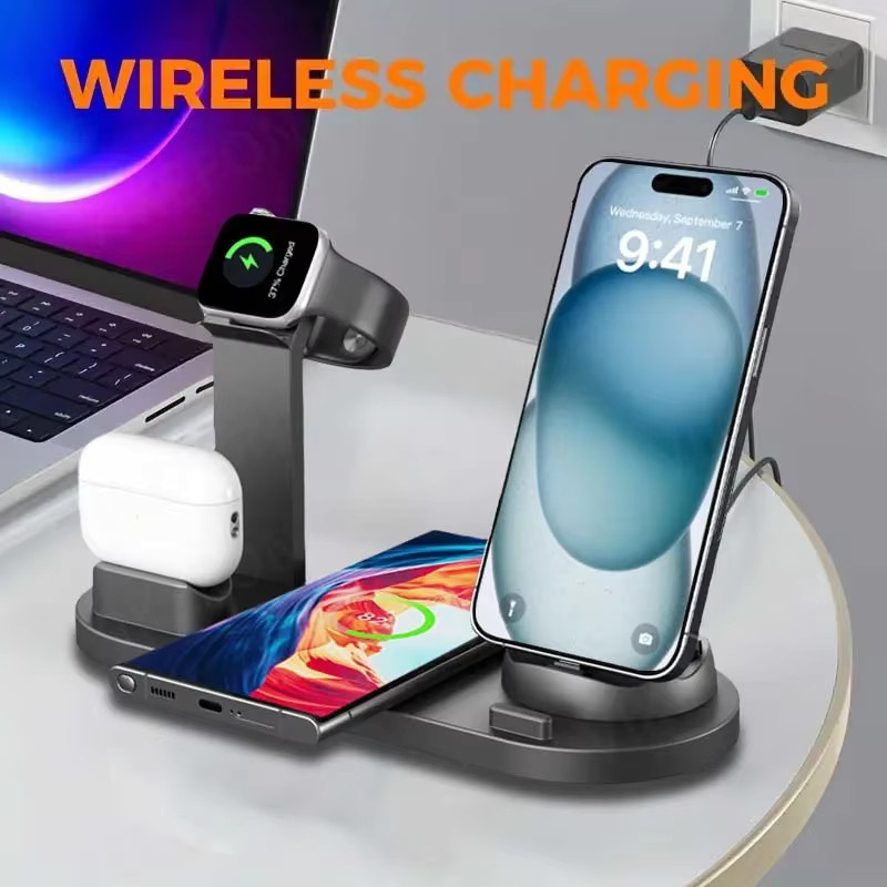 Opansten Drahtloser Ladeständer in Schwarz für iPhone und Samsung sowie AirPods Pro als Schnellladestation - Bild 2