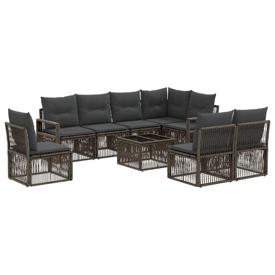 vidaXL Gartensofa-Set 9-teilig in Grau aus Poly-Rattan mit Polsterung und Metallgestell - Bild 2