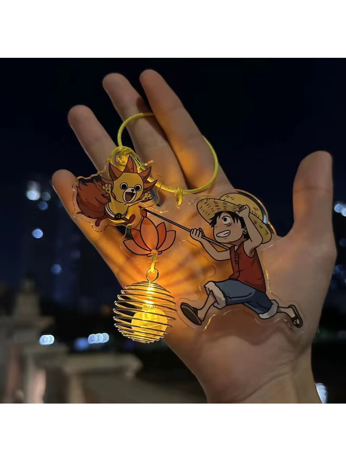 Bandai One Piece Luffy Leuchtender Acryl-Schlüsselanhänger Nachtlicht, Chibi Cartoon Taschenanhänger - Bild 5
