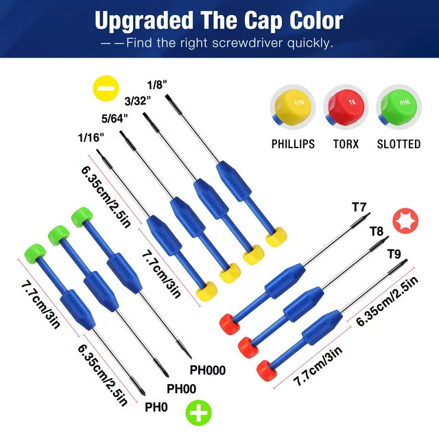 WORKPRO 8-teiliges Präzisions-Schraubendreher-Set mit Koffer, inklusive Phillips, Schlitz und Torx-Stern, magnetisches Reparatur-Werkzeug-Set - Bild 1