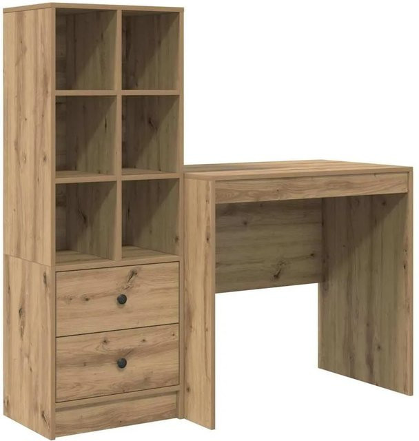vidaXL Schreibtisch und Hochboard Set in Artisan-Eiche, 2-teiliges Büro-Set in Braun - Bild 1