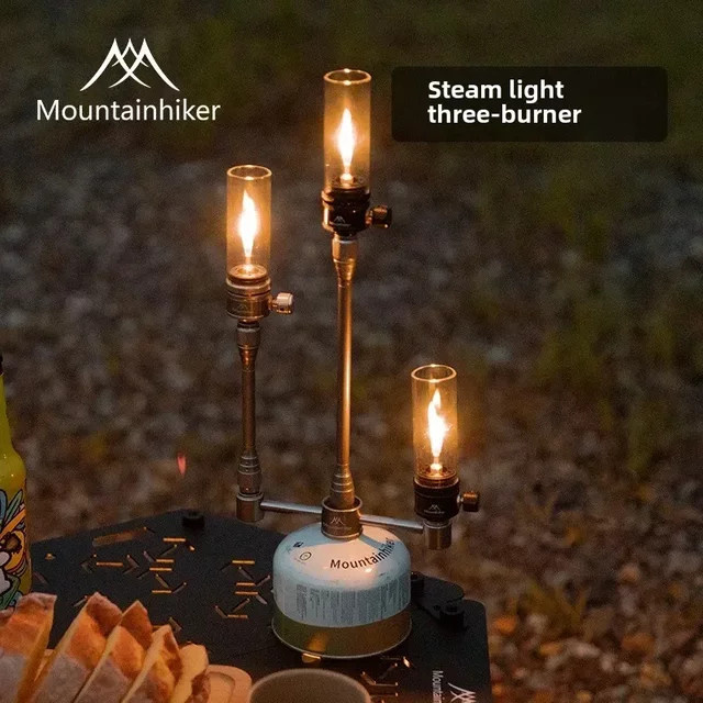 Mountainhiker Camping Gas Lampe aus Aluminiumlegierung und hitzebeständigem Glas in Silber mit EVA Tasche - Bild 1