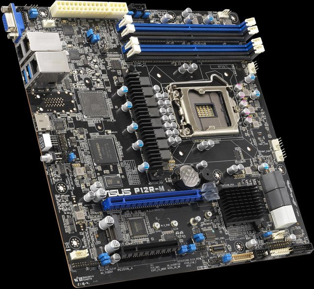 Asus P12R-M Motherboard micro ATX mit LGA1200-Sockel, C252 Chipsatz, DDR4, USB-C, USB 3.2 Gen 2 und 2 x Gigabit LAN in Schwarz - Bild 1