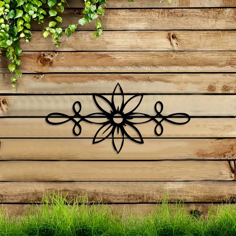 CIFBUY Vintage Wandkunst aus schwarzem Metall mit Blumenmuster für Innen und Außen - Bild 2