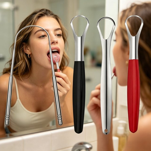 YJYIBEI Zungenschaber Set aus Edelstahl, Unisex - Bild 1