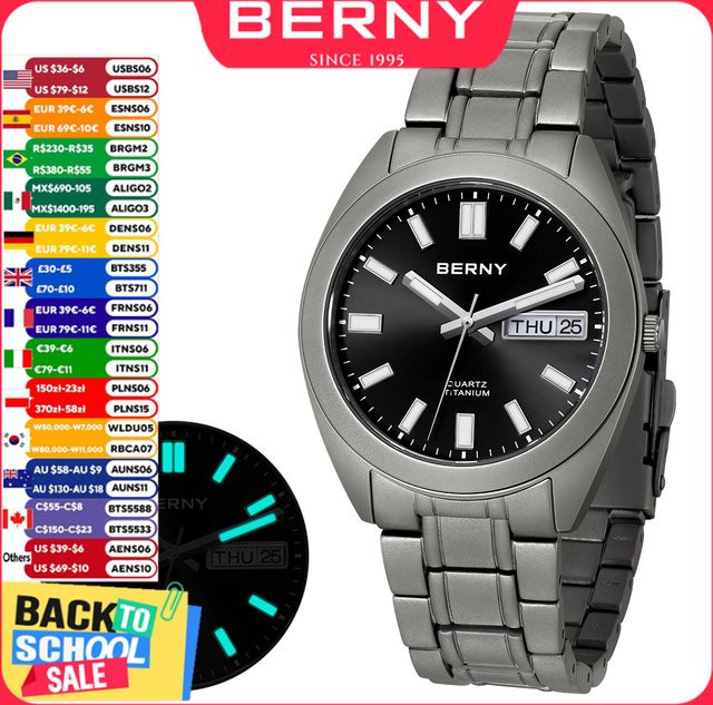 BERNY Armbanduhr Titan, Quarz, Saphirglas, 10 ATM, Herren - Bild 1