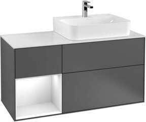 V&B Waschtischunterschrank Finion mit Wandbeleuchtung, Grau lackiert, Breite: 120 cm, Tiefe: 50,1 cm, Höhe: 50,1 cm - Bild 1