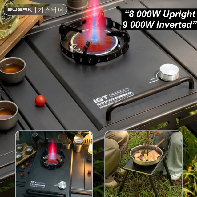 BUERK 9000 W Infrarot-Gasherd IGT Tabletop in Schwarz mit winddichtem und druckfestem direkt geflammtem Gasbrennerkopf - Bild 1