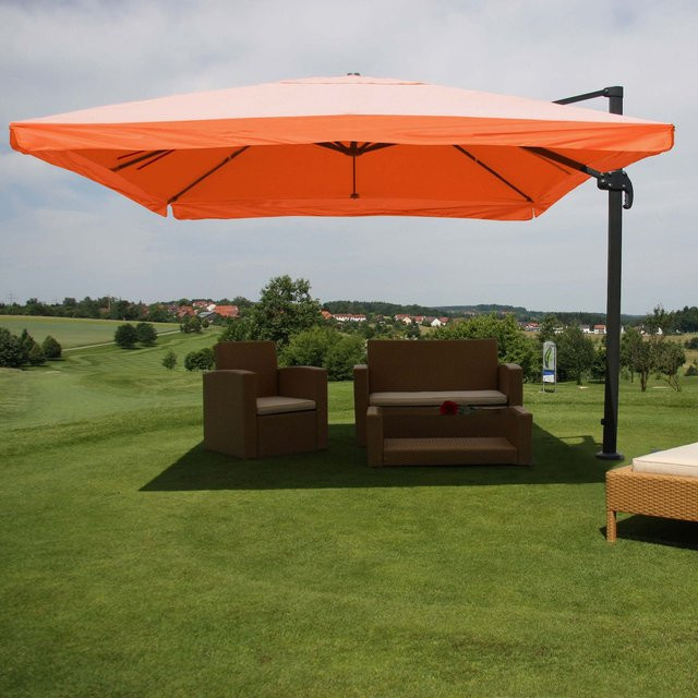 MCW Ampelschirm A96 Gastronomie in Terracotta aus Polyester mit Alu- und Stahlgestell, Durchmesser: 4,24 m - Bild 1