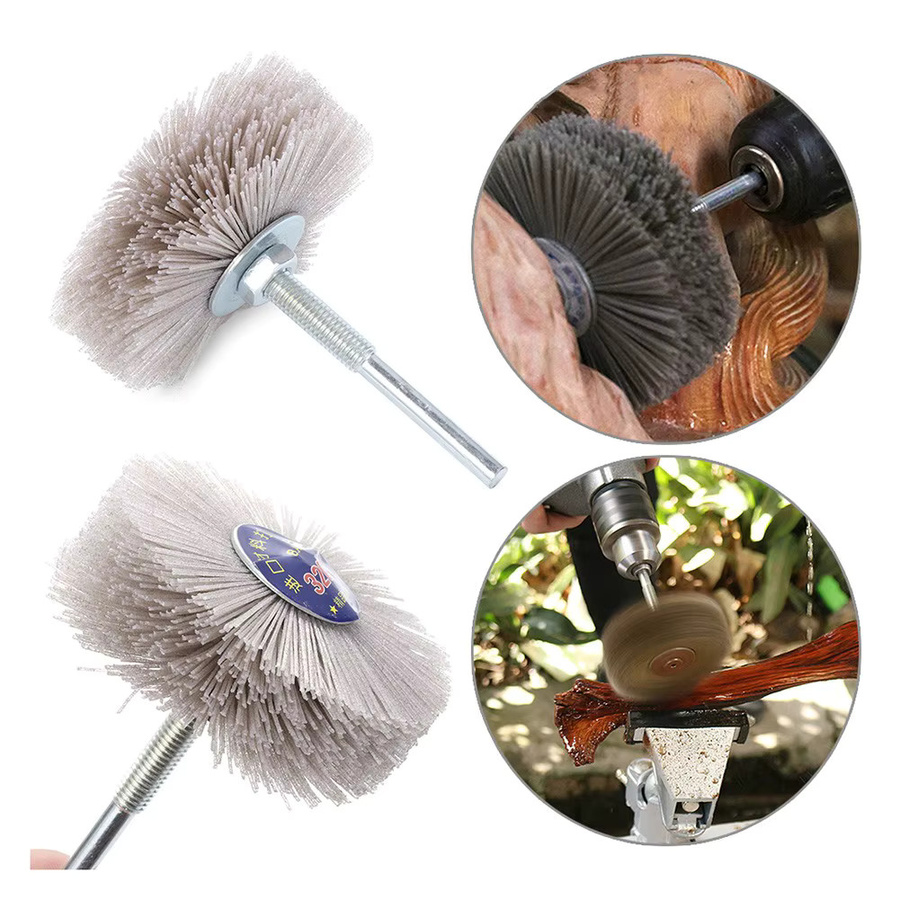 DAZZLEEX Schleif-Nylon-Radbürste für Holzarbeiten und Möbel, Durchmesser: 80 mm, Schaft: 6 mm, Körnung: 80-600 # - Bild 2