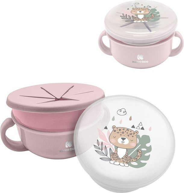 Kikkaboo Kinder Snackschale Savanna 2 in 1 mit Deckel und Griffen, Farbe: Pink, Inhalt: 380 ml - Bild 1