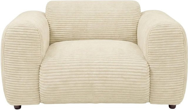 Maison Céphy Sessel Pogni mit gerader Rückenlehne in Beige aus Cord-Samt Breite: 130 cm - Bild 1