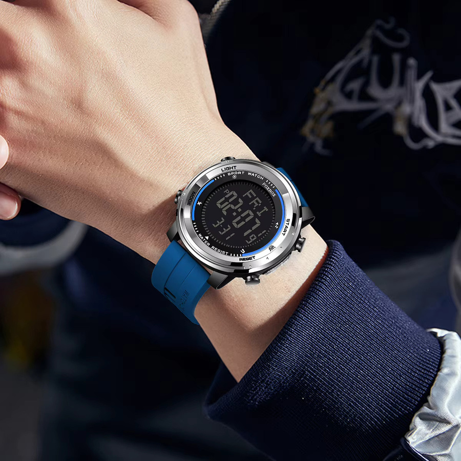FOXBOX Armbanduhr Chronograph, Quarz, Black blue, Silikon, Herren - Bild 4