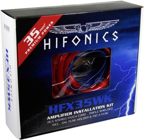 Hifonics Car HiFi Stromkabel-Set in Rot, Grau, Silber und Transparent mit 35 mm² und 0,5 mm² - Bild 1