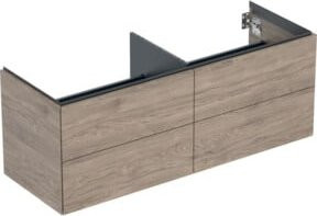 Geberit Waschtischunterschrank One in Holzoptik Braun, Wandmontage mit Schubladen, B/H/T: 133,2 x 47,0 x 50,4 cm - Bild 1