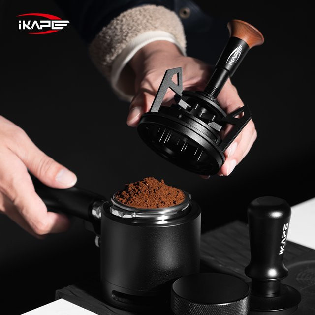 IKAPE V3 Espresso Rotary WDT Kaffeerührer mit Dosiertrichter und Ständer in Schwarz - Bild 1