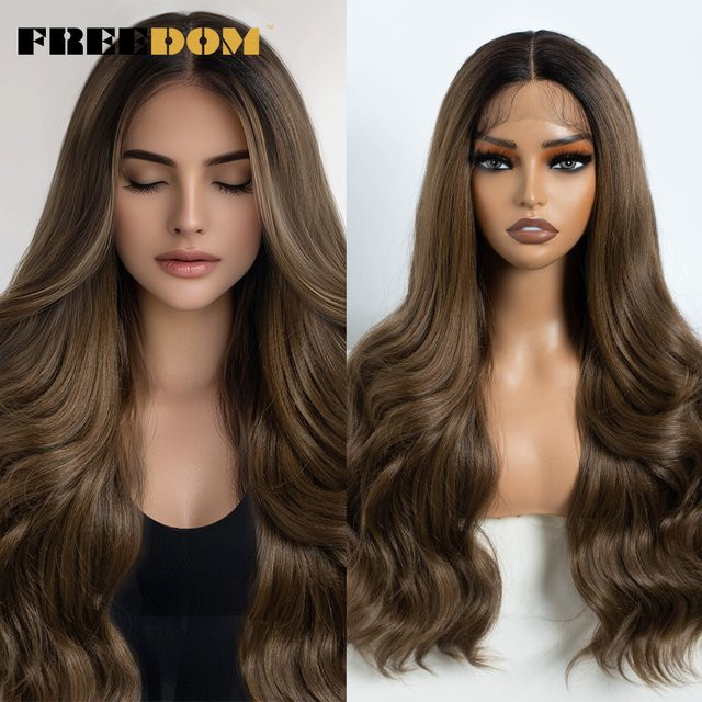 Freedom Synthetische Lace-Front-Perücke, lang gewellt, Ombre-Blond, Damen - Bild 1